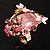 Exquisite Flower And Butterfly Cocktail Ring (Gold And Pale Pink) - view 7