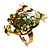 Exquisite Flower And Butterfly Cocktail Ring (Gold And Olive Green) - view 4