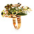 Exquisite Flower And Butterfly Cocktail Ring (Gold And Olive Green) - view 7