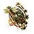 Exquisite Flower And Butterfly Cocktail Ring (Gold And Olive Green) - view 2