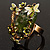 Exquisite Flower And Butterfly Cocktail Ring (Gold And Olive Green) - view 3