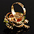 Exquisite Flower And Butterfly Cocktail Ring (Gold And Olive Green) - view 5
