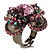 Vintage Four Petal Crystal Flower Cocktail Ring (Multicoloured) - view 2