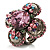 Vintage Four Petal Crystal Flower Cocktail Ring (Multicoloured) - view 5