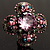 Vintage Four Petal Crystal Flower Cocktail Ring (Multicoloured) - view 3