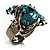 Vintage Pear-Cut Crystal Cocktail Ring (Teal&Clear) - view 7