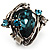 Vintage Pear-Cut Crystal Cocktail Ring (Teal&Clear) - view 3