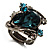 Vintage Pear-Cut Crystal Cocktail Ring (Teal&Clear) - view 2