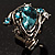 Vintage Pear-Cut Crystal Cocktail Ring (Teal&Clear) - view 5