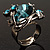 Vintage Pear-Cut Crystal Cocktail Ring (Teal&Clear) - view 8
