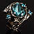 Vintage Pear-Cut Crystal Cocktail Ring (Teal&Clear) - view 10