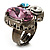 Bold Multicoloured Crystal Cluster Cocktail Ring - view 2