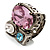 Bold Multicoloured Crystal Cluster Cocktail Ring - view 5