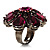 Oversized Magenta Crystal Flower Cocktail Ring - view 5