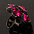 Oversized Magenta Crystal Flower Cocktail Ring - view 8