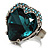 Teal Crystal Contemporary Heart Ring - view 3