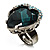 Teal Crystal Contemporary Heart Ring - view 5