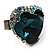 Teal Crystal Contemporary Heart Ring - view 7