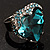Teal Crystal Contemporary Heart Ring - view 2