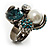 Luxurious Crystal Cluster Cocktail Ring (Teal, Clear & Snow White) - view 3