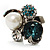 Luxurious Crystal Cluster Cocktail Ring (Teal, Clear & Snow White) - view 4
