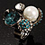 Luxurious Crystal Cluster Cocktail Ring (Teal, Clear & Snow White) - view 6