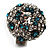 Crystal Dome Shaped Cocktail Ring (Icy Clear&Teal Blue) - view 3