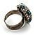 Crystal Dome Shaped Cocktail Ring (Icy Clear&Teal Blue) - view 6