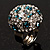 Crystal Dome Shaped Cocktail Ring (Icy Clear&Teal Blue) - view 5