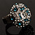 Crystal Dome Shaped Cocktail Ring (Icy Clear&Teal Blue) - view 2