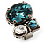 Bold Crystal Cluster Cocktail Ring (Clear&Teal) - view 4