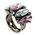 Multicoloured Oval-Cut Crystal Cocktail Ring - view 2