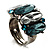 Oval-Cut Crystal Cocktail Ring (Clear&Teal) - view 2