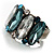 Oval-Cut Crystal Cocktail Ring (Clear&Teal) - view 3