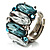 Oval-Cut Crystal Cocktail Ring (Clear&Teal) - view 4