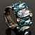 Oval-Cut Crystal Cocktail Ring (Clear&Teal) - view 7