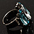 Oval-Cut Crystal Cocktail Ring (Clear&Teal) - view 9