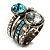 Vintage Wide Band Crystal Cocktail Ring (Clear&Sky Blue) - view 5