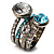 Vintage Wide Band Crystal Cocktail Ring (Clear&Sky Blue)