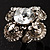 Vintage Four Petal Crystal Flower Cocktail Ring (Clear&Dim Grey) - view 4