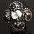 Vintage Four Petal Crystal Flower Cocktail Ring (Clear&Dim Grey) - view 9