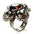Vintage Four Petal Crystal Flower Cocktail Ring (Clear&Amber) - view 3