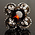 Vintage Four Petal Crystal Flower Cocktail Ring (Clear&Amber) - view 2