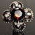 Vintage Four Petal Crystal Flower Cocktail Ring (Clear&Amber) - view 9