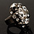 Diamante Dome Shaped Cocktail Ring (Clear&Jet-Black) - view 5