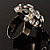 Diamante Dome Shaped Cocktail Ring (Clear&Jet-Black) - view 6