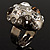 Diamante Dome Shaped Cocktail Ring (Clear & Amber Coloured) - view 5