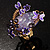 Exquisite Flower And Butterfly Cocktail Ring (Gold And Purple) - view 2