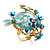 Exquisite Flower And Butterfly Cocktail Ring (Gold And Light Blue) - view 2