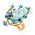 Exquisite Flower And Butterfly Cocktail Ring (Gold And Light Blue) - view 3